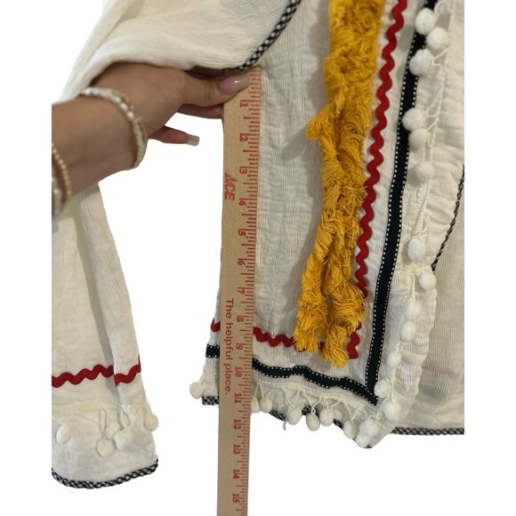 ENGLISH FACTORY OPEN COTTON JACKET FRINGE DETAIL (RETAIL $65) - Picture 3 of 6